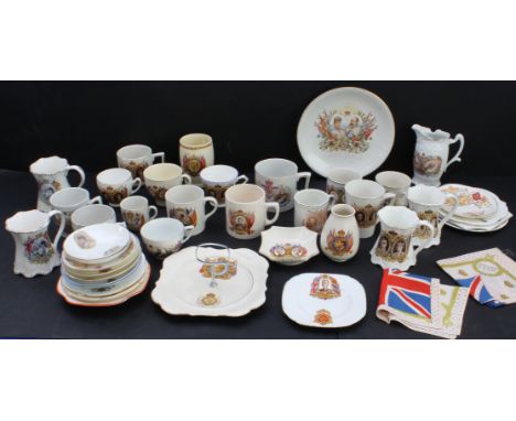 A collection of royal commemorative tankards,&nbsp;cups and saucers, and plates&nbsp;(mostly early to mid 20th century). Also