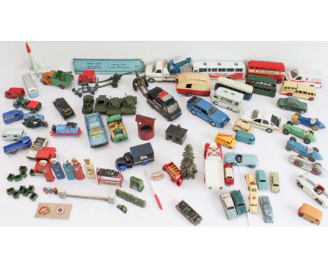 A good quantity of die-cast vehicles in play worn condition and to include: a Corgi 'Smith's Karrier'; four early Dinky racin