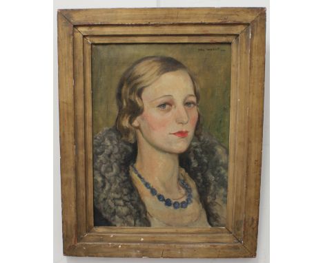 HAL WOOLF (1902-1964) - Henrietta 'Joan' Edgar, portrait in oil, signed and dated '22 top right (canvas 41 x 30 cm). (Frame 3
