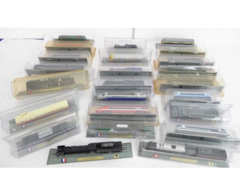 A collection of N Gauge scale static mounted scale model international trains (most in original sealed cases), to include: An