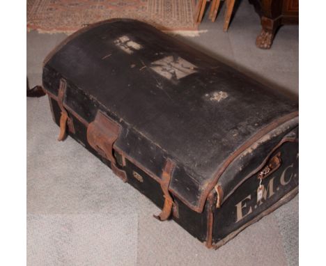 A canvas and leather &nbsp;bound travelling trunk