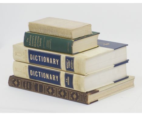 A collection of Dictionaries including 2 vol. Webster Dictionary and a World Atlas 31.5x24cm. (5)Διάφορα λεξικά.