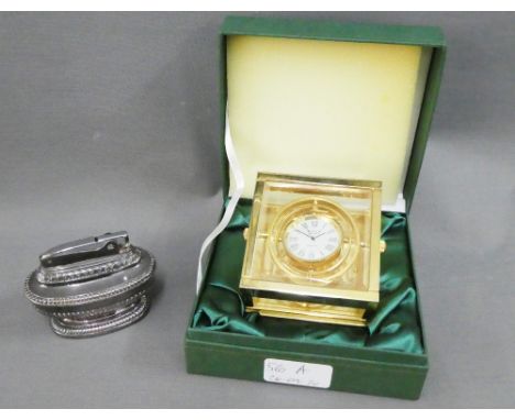 Ronson Crown table lighter and a Sewills gilt metal clock, boxed (2) 