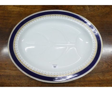 Royal Worcester blue and white meat ashet, manufactured for William Whitely Westbourne Grove, London, 55 x 45cm  