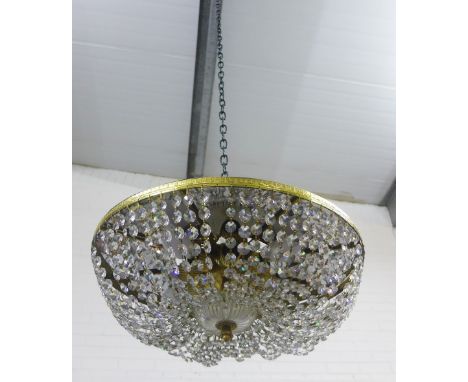 Brass chandelier basket style light fitting 