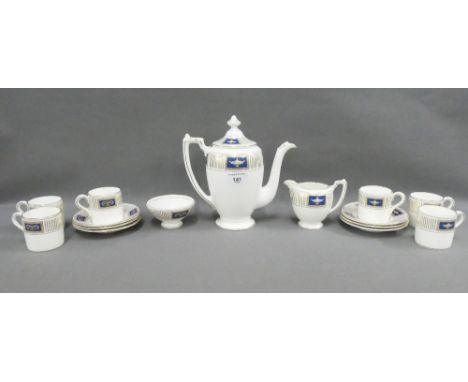 Coalport Palladian pattern coffee set comprising six coffee cans, six saucers, coffee pot, cream jug and sugar bowl, (a lot) 