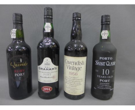 Four bottles of Port to include Quevedo Ruby Port, Cavendish vintage, Saint Clair &amp; Grahams, (4)  
