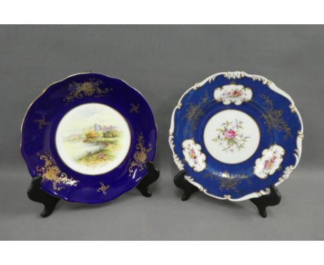 Coalport handpainted porcelain cabinet plate, signed Schofield, together with a Coalport plate, (2)