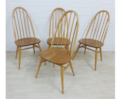 Set of four Ercol light elm hoop back chairs, 96 x 43cm  (4) 