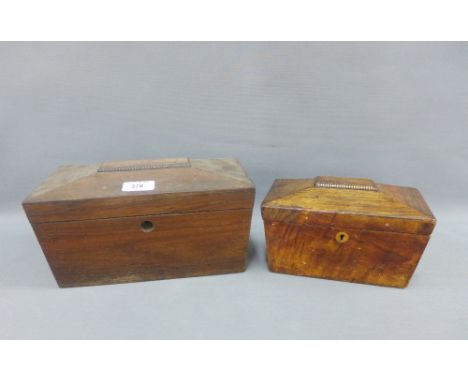 Two rosewood sarcophagus shaped tea caddy, largest 28 x 15cm (2)  