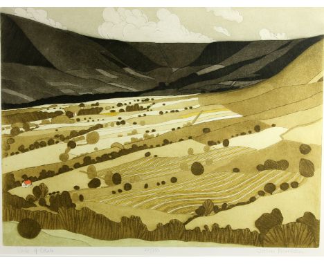 John Brunsdon, British 1933-2014, 'View of Edale', signed, limited edition print, 27/350, 48cm x 63.5cm,