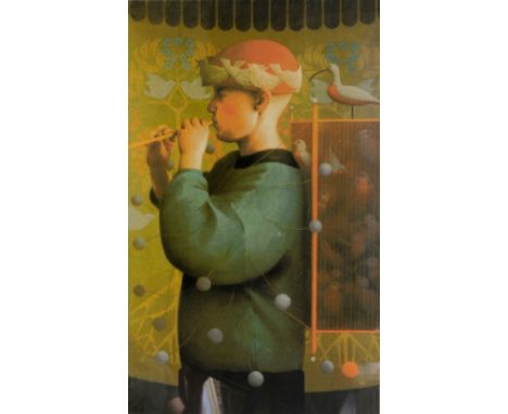 Jane Sercombe Lewis (British, b.1953), 'Papageno' study of a boy playing a flute, signed print 98/235, 60cm x 38cm After stud