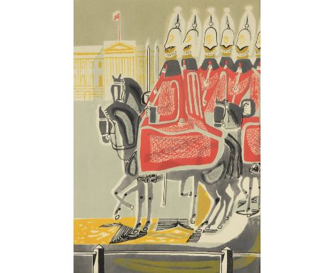§ Edward Bawden (British, 1903 - 1989). Lifeguards, Coronation Series, lithograph, 1953, signed in pencil lower right,  44cm 