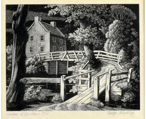 George Mackley (British, 1900-1983), Print, 'Vonders at Giethoorn', signed in pencil, titled and numbered 8/75, 11.5cm x 13.5