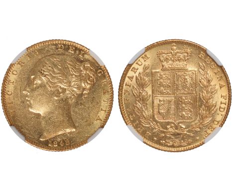 G British Coins and Medals, Victoria, sovereign, 1848, first (small) young head l., rev. crowned shield of arms within wreath