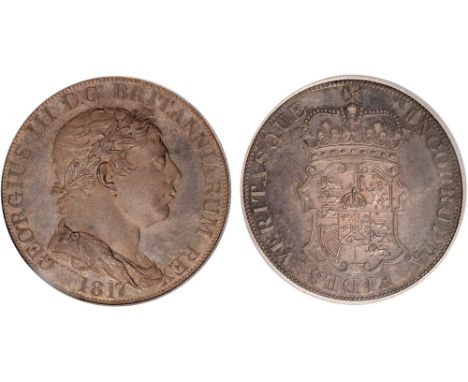 British Coins and Medals, George III, pattern crown in silver, 1817, by William Wyon, the ‘Incorrupta’, draped laur. head r.,