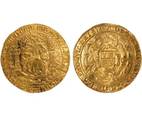 † British Coins and Medals, Mary, ‘fine’ sovereign, mm. pomegranate, 1554, crowned figure of queen enthroned facing, holding 