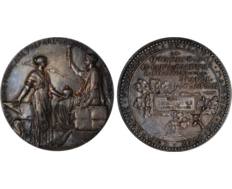 Foreign Coins and Medals, Egypt, The Opening of the Suez Canal, large silver medal of the Compagnie Universelle du Canal  Mar