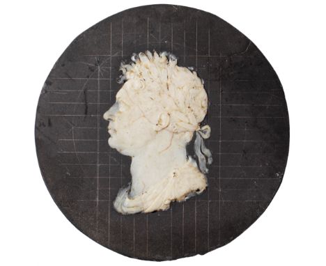 British Coins and Medals, Benedetto Pistrucci (1783-1855), an original white wax portrait design, seemingly for the farthing 