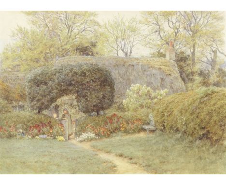 Helen Allingham, RWS (British, 1848-1926)Pound Green, Freshwater signed 'H.Allingham' (lower right)watercolour and scratching