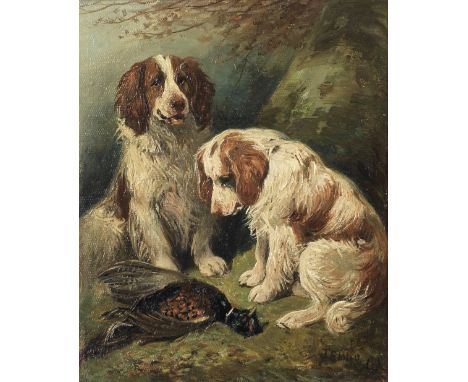 John Emms (British, 1843-1912)Hunting, Shooting, Fishinga set of three, all signed and dated 'J.Emms 92' (the first lower lef