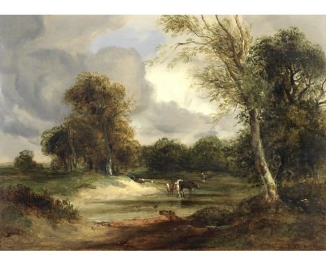Joseph William Allen (British, 1803-1852)On the Tone, Somersetoil on canvas 26 x 36.9cm (10 1/4 x 14 1/2in).Footnotes:A label