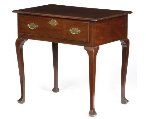 A George II red walnut lowboy, the rectangular top with a full caddy moulded edge, above a frieze drawer, on square section c
