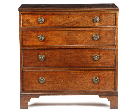 A Regency mahogany chest, the rectangular top with an applied reeded edge above four long graduated drawers and bracket feet,