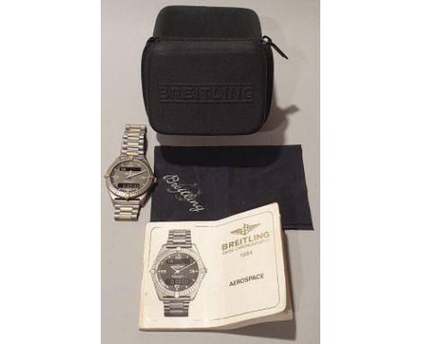 Breitling Aerospace gents titanium and 18ct gold wristwatch. Working with box. 