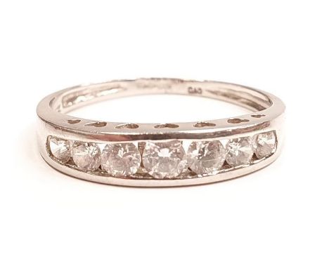 A seven stone platinum marked 950 dress ring size R. 