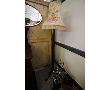 Mahogany standard lamp with shade