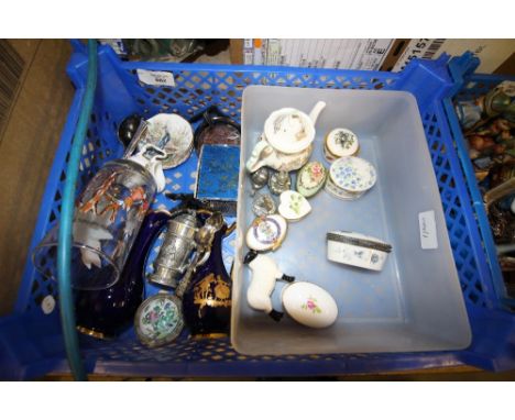 Small box of enamel and ceramic boxes etc