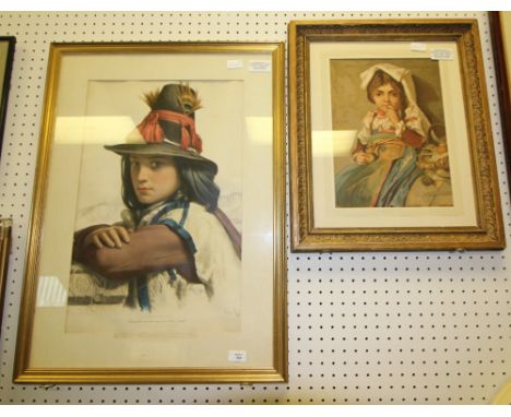 'La Patre Romain 1854 Limited Edition Lithograph - Emile Lassalle' and Antique Girl in Bonnet Lithograph - Tuck &amp; Son, fr