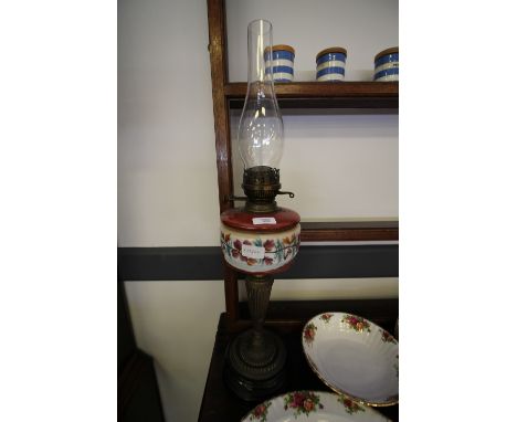 19th Century opaque glass table oil lamp