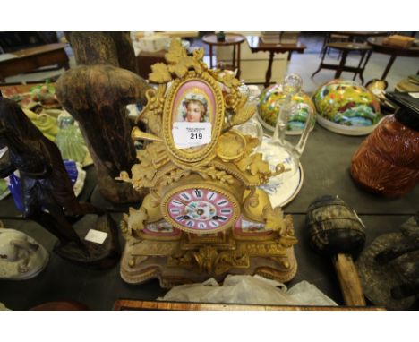 19th Century gilt spelter mantel clock