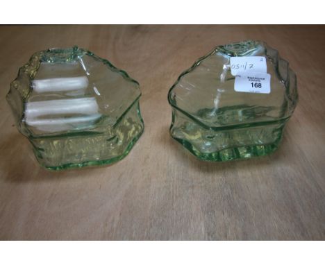 2 French glass architectural bricks