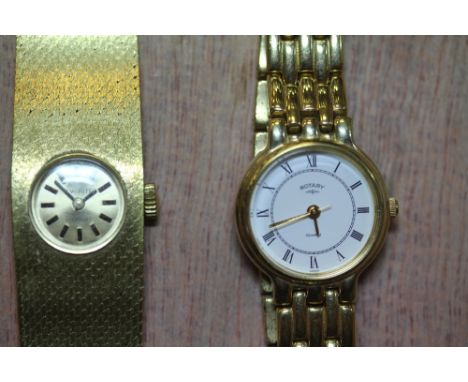 Ladies Rotary gilt metal cased wristwatch in Rotary case, together with a ladies Everite wristwatch
