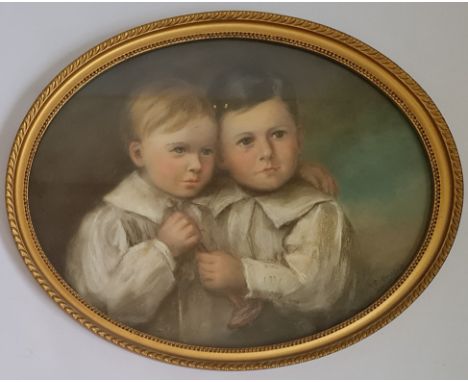 A.E.Gresley portrait of two children and candlestick, 1899 57 cm 44 cm.