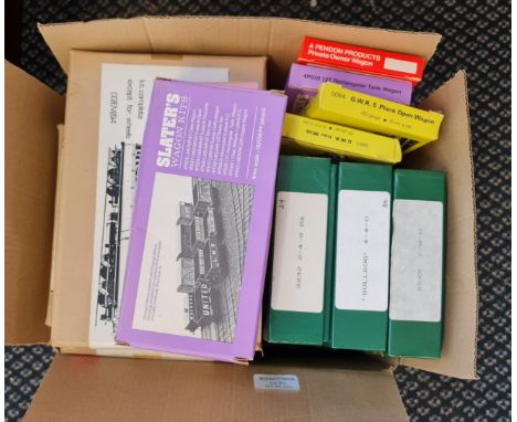 A box containing rolling stock model kits to include Fourmill, Slater’s etc.