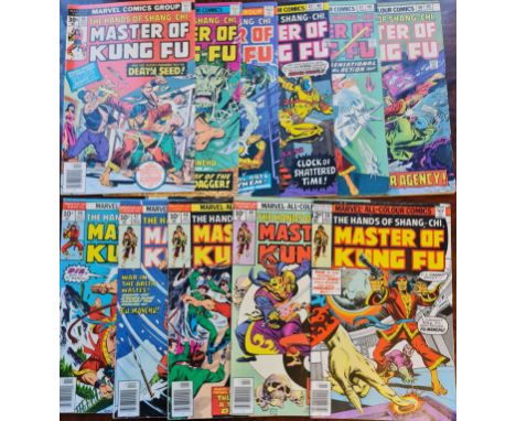 Eleven issues of Marvel comics The Hands of Shang-Chi Master of Kung Fu #40 to 50. Comic artist Paul Gulacy