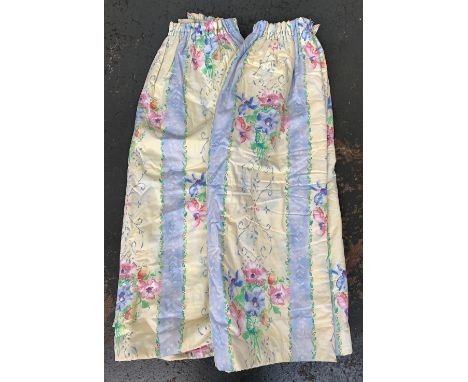 Two pairs of curtains, lined and inter lined, with matching pelmets, one pair 188cmW x 142cmH, the other pair 188cmW x 122cmH