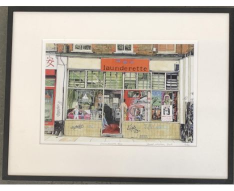 David Western, 'Launderette Rex', colour print, signed and dated 2005, numbered 6/30, 30x45cm 