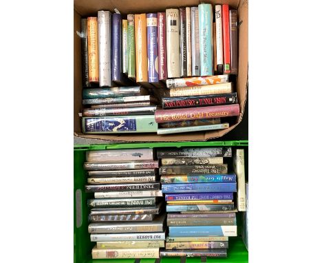 Two mixed boxes of hardback fiction books mainly modern first edition to include poetry, crime etc 