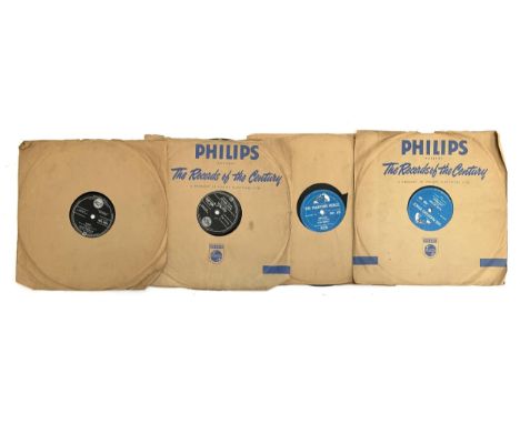 Four 1950s 78 vinyl recordings by Elvis Presley, HMV Paralyzed/When my blue moon turns to cold again, HMV Too much/Playin' fo