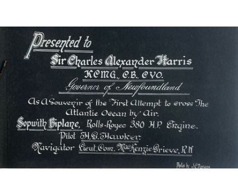 Aviation interest, a photograph album presented to Sir Charles Alexander Harris, Governor of Newfoundland as a souvenir of th