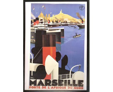 Roger Broders, 'Marseille', framed poster print, 98x62cm 
