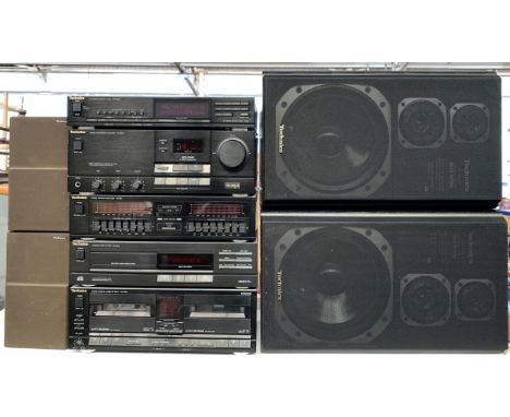 A Technics hi-fi stack (all separate units), to include stereo tuner, integrated amplifier, graphic equaliser, CD player and 