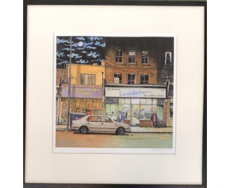 David Western, Launderama, colour print, signed and dated 2005, numbered 3/30, 35x37cm 