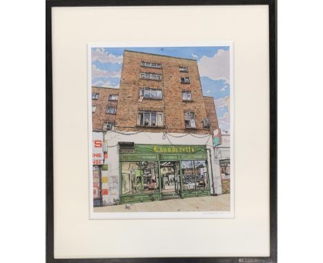 David Western, Launderette, colour print, signed and dated 2005, numbered 1/30, 40.5x34cm 