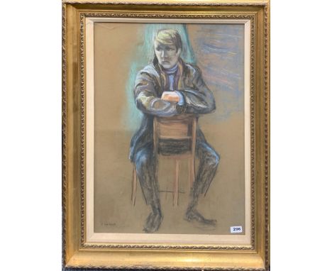 A gilt framed pastel portrait of a young man, signed E. Lintott. Frame size 61 x 91cm.